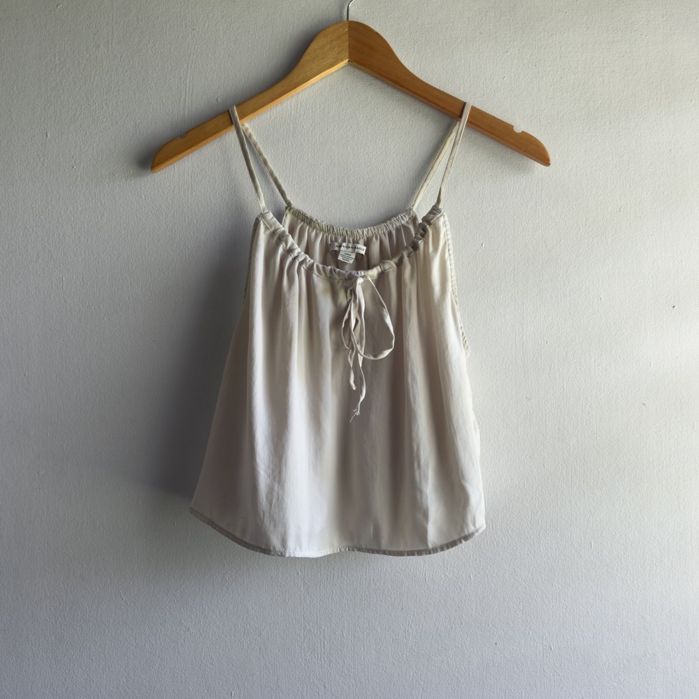 American Eagle Boho Tie Neck Cami Tank Top Womens Small Cream Coastal Coquette